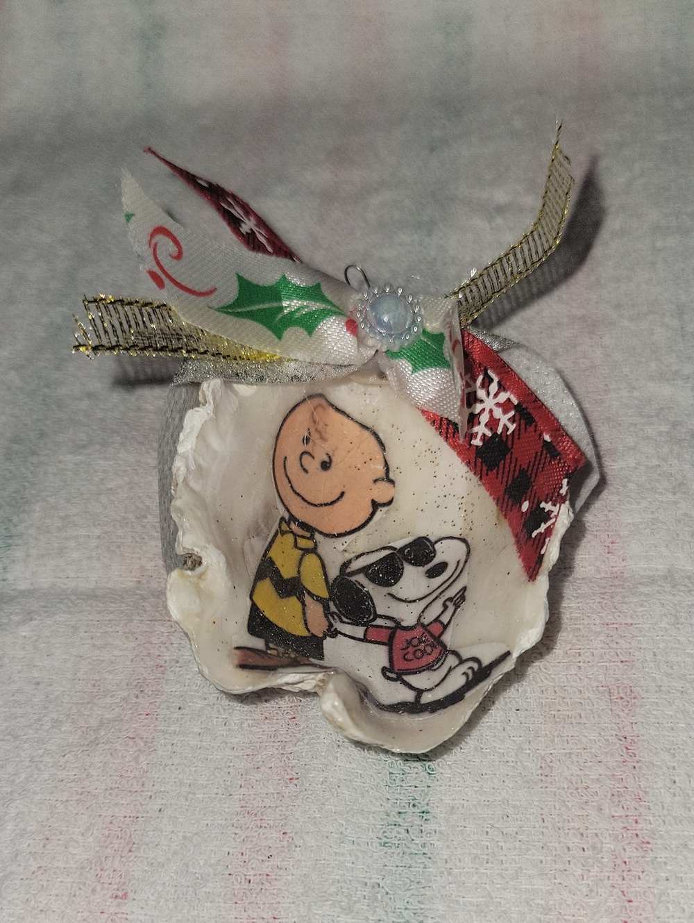 Charlie Brown & Snoopy Holiday Ornament in White and Red
